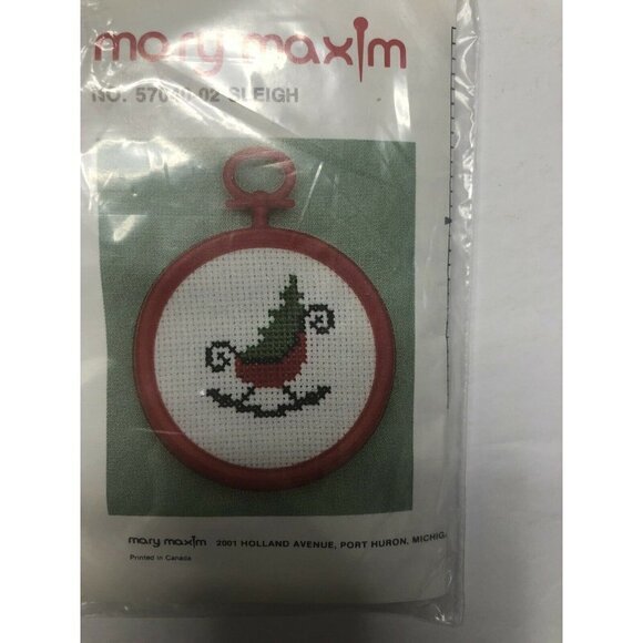 Mary Maxim Cross Stitch Samplers Christmas Sleigh - Picture 3 of 5